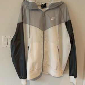 Nike Windrunner Windbreaker Jacket Coat Grey White Colour block Hoodie